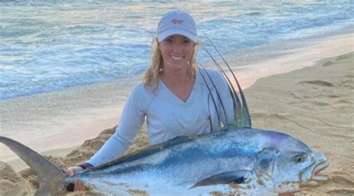 Vicky Stark with a giant fish.