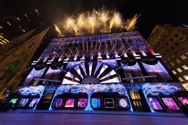 What time is the Saks light show?